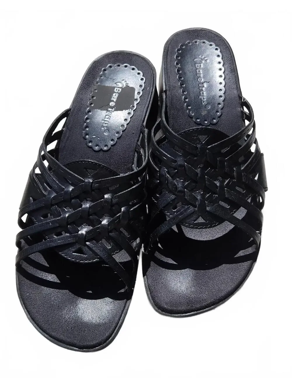 Bare Traps Black Woven Strap Slip-On Sandals sz 8.5